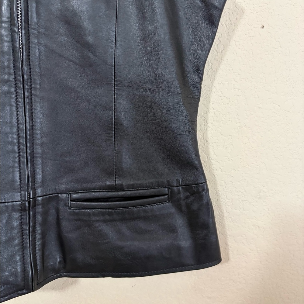 Vintage Saguaro West Black Leather Collared Zip Up Vest for Women Size Small - Picture 4 of 15